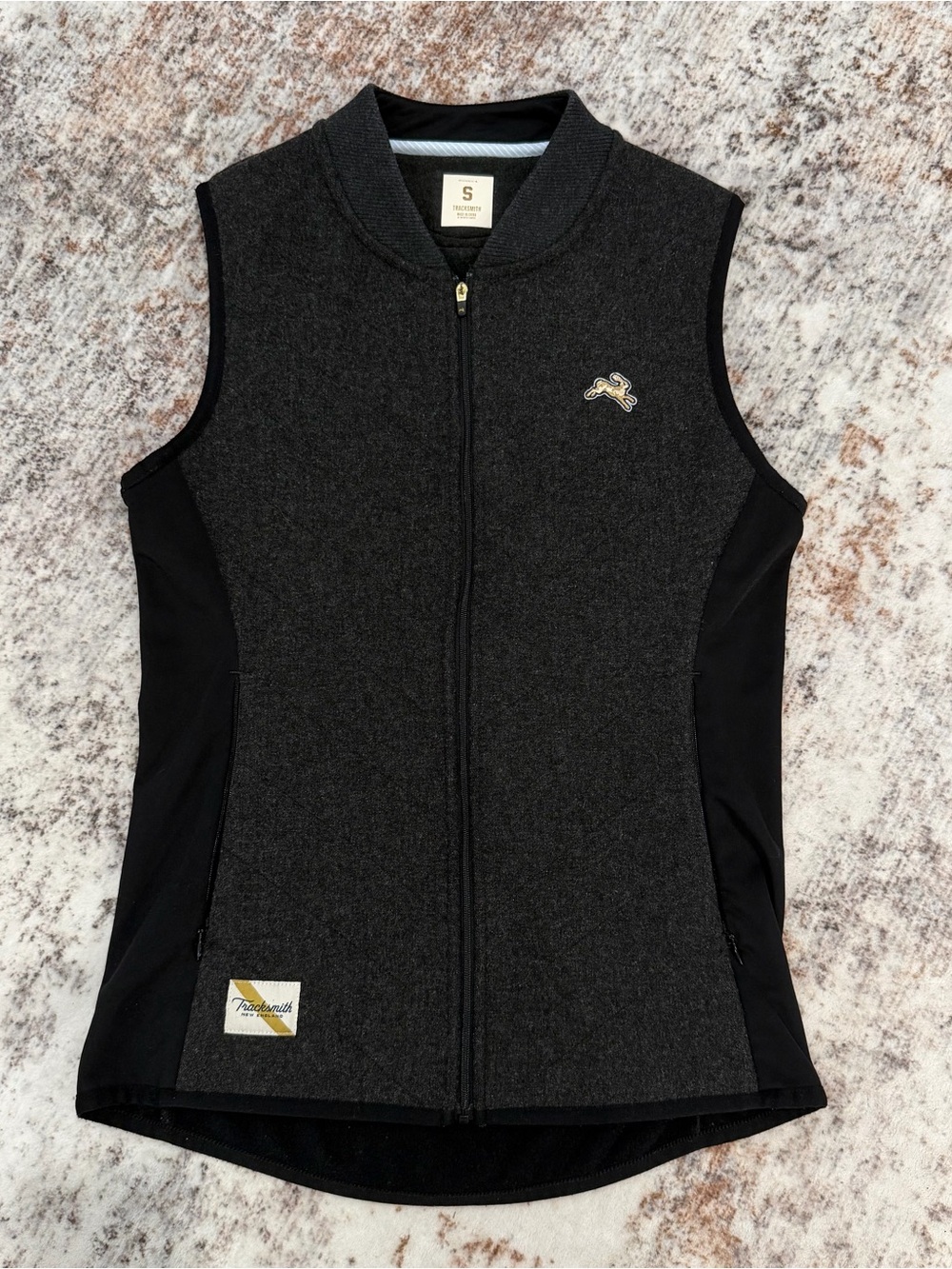 Tracksmith Inverno Running Vest Charcoal Wool Blend Zip | Womens Small
